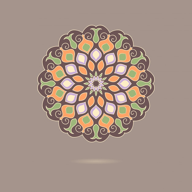 Mandala Floral Coloré Dessiné à La Main.