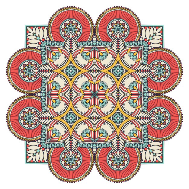 Vecteur mandala floral coloré