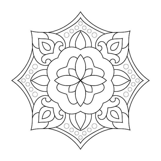 Mandala Floral Dans Un Style Ethnique Avec Contour Pour Coloriage