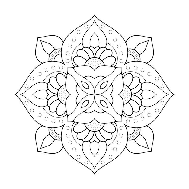 Mandala Floral Dans Un Style Ethnique Avec Contour Pour Coloriage