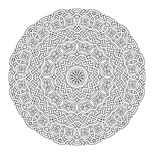 Mandala Floral Décoratif Avec Motif Petit Et Moyen Sur Fond Blanc Isolé Livre De Coloriage