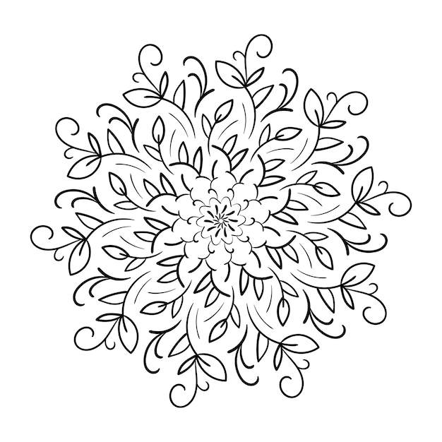 Mandala Floral Avec Des Feuilles Et Des Coeurs Sur Fond Blanc