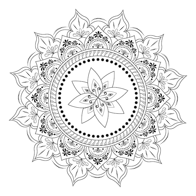 Mandala Floral En Noir Et Blanc Vecteur Dans La Conception Graphique D'illustration