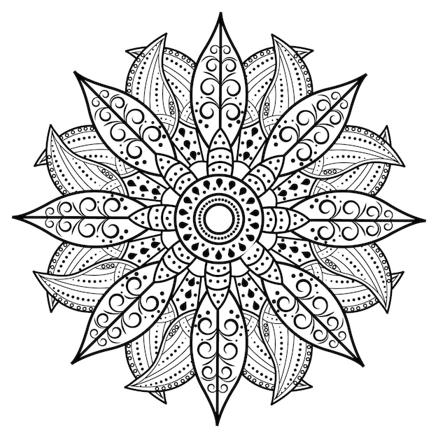 Mandala Floral En Noir Et Blanc Vecteur Dans La Conception Graphique D'illustration