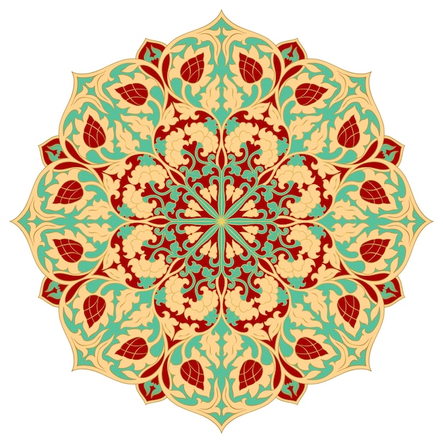 Mandala Floral De Vecteur. élément De Design Coloré. Ornement élégant Oriental.