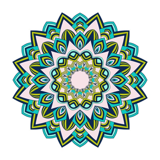 Mandala de flore relaxant dessiné à la main avec un motif coloré et un fond de livre de couverture