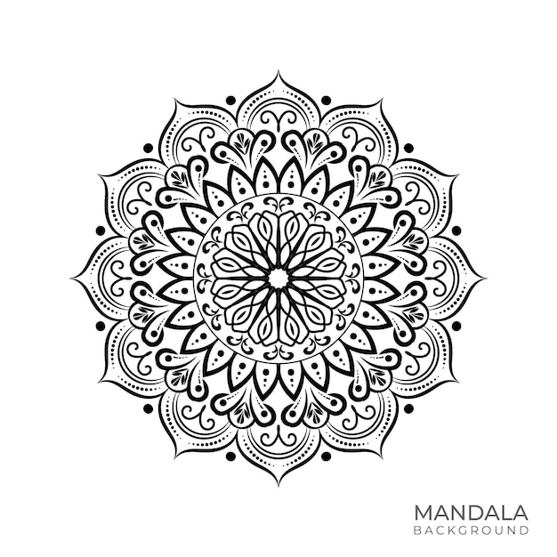 Vecteur mandala sur fond blanc avec le titre mandala.
