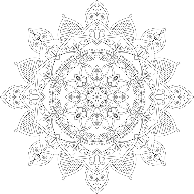 Mandala Incolore Dessiné à La Main Unique