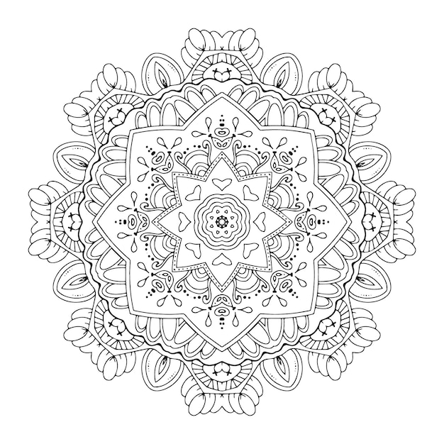 Mandala Indien De Vecteurmandala Contour Pour Coloriage