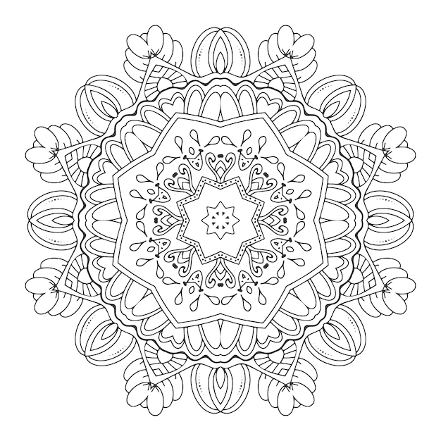 Mandala Indien De Vecteurmandala Contour Pour Coloriage