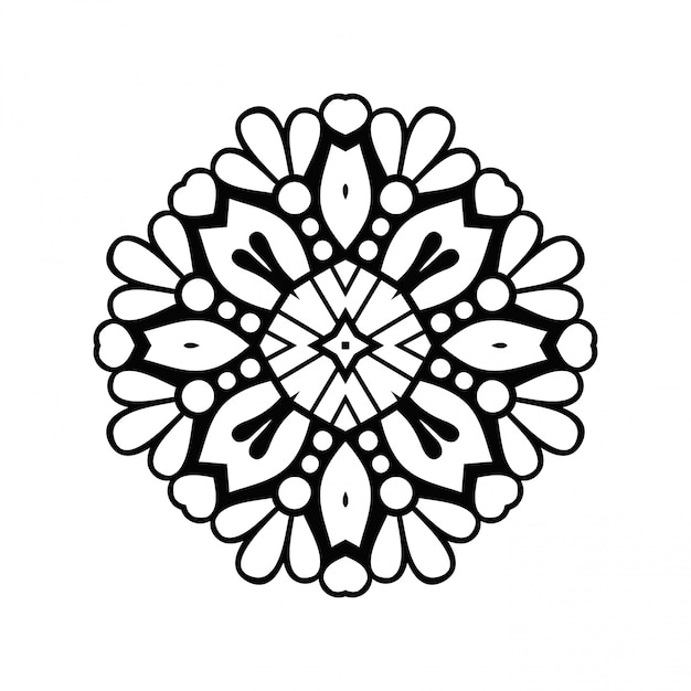 Mandala. Ligne simple, élément décoratif à colorier.