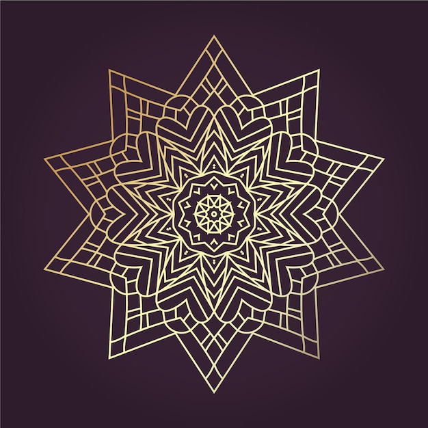 Vecteur mandala lineart doré