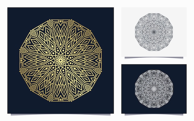 Mandala De Luxe Doré Créatif Avec Style D'art En Ligne