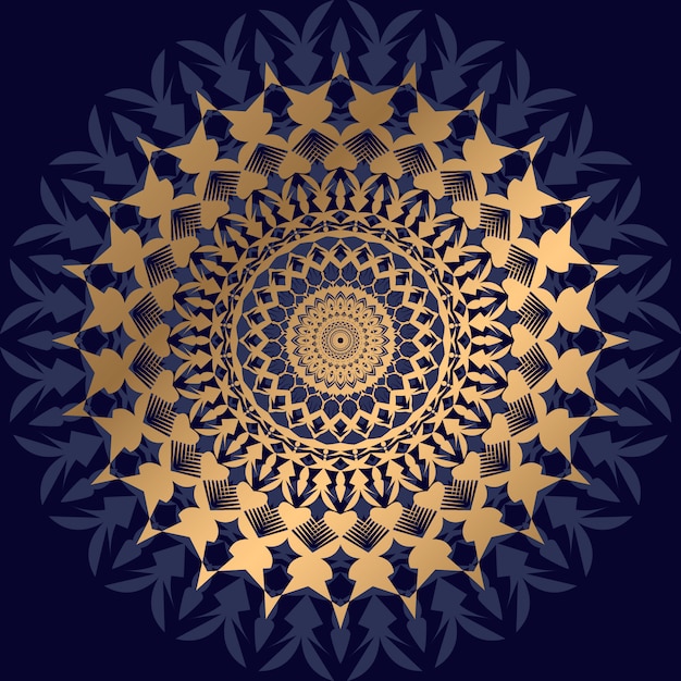 Mandala de luxe avec motif arabesque doré style oriental islamique arabe