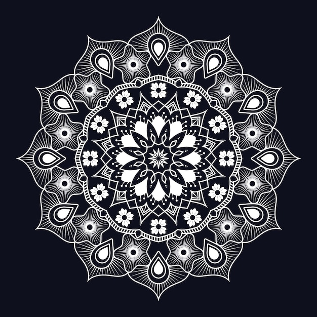 Mandala De Luxe De Type Fleur Arabesque Illustré De Couleur Blanche