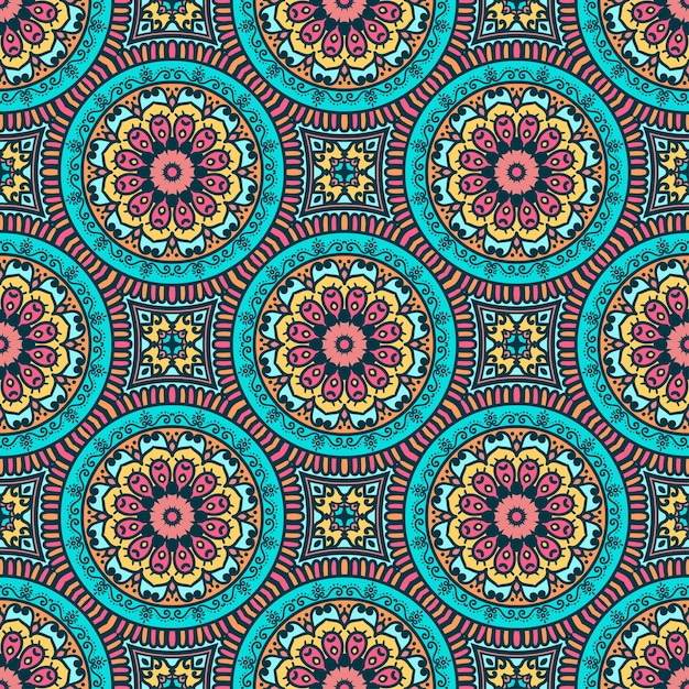 Mandala modèle sans couture avec des vibrations ethniques