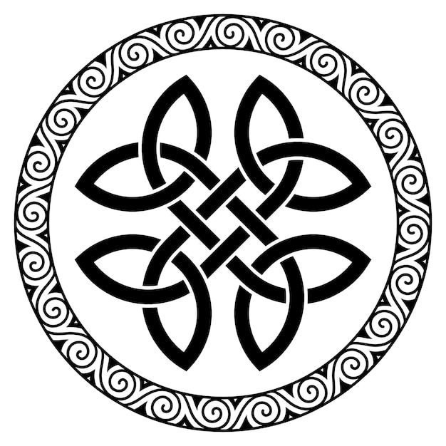 Vecteur mandala à nœud celtique de design scandinave celtique ancien et rond