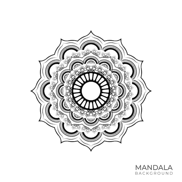 Vecteur mandala noir et blanc sur fond blanc