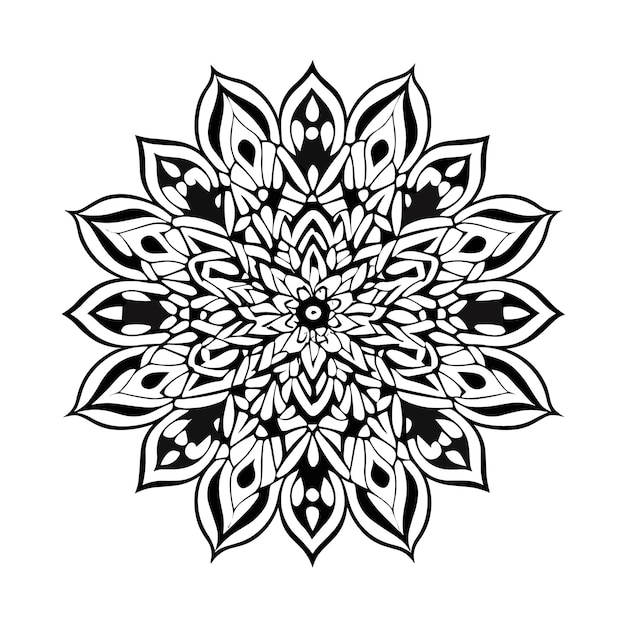 Mandala Noir Et Blanc Avec Un Fond Blanc.