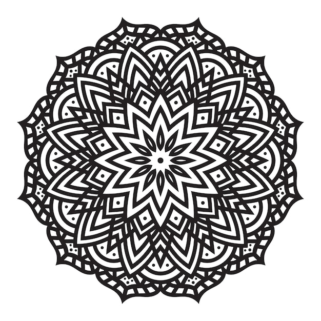 Mandala Noir Et Blanc Sur Fond Blanc.