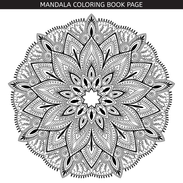 Mandala Noir Dessiné à La Main Sur Fond Blanc