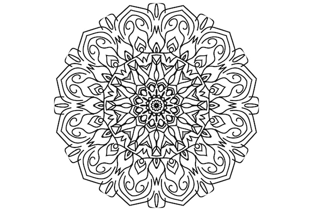 Vecteur mandala noir isolé sur fond blanc