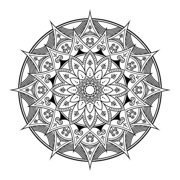 Mandala noir pour la conception, conception de modèle circulaire de Mandala pour le henné