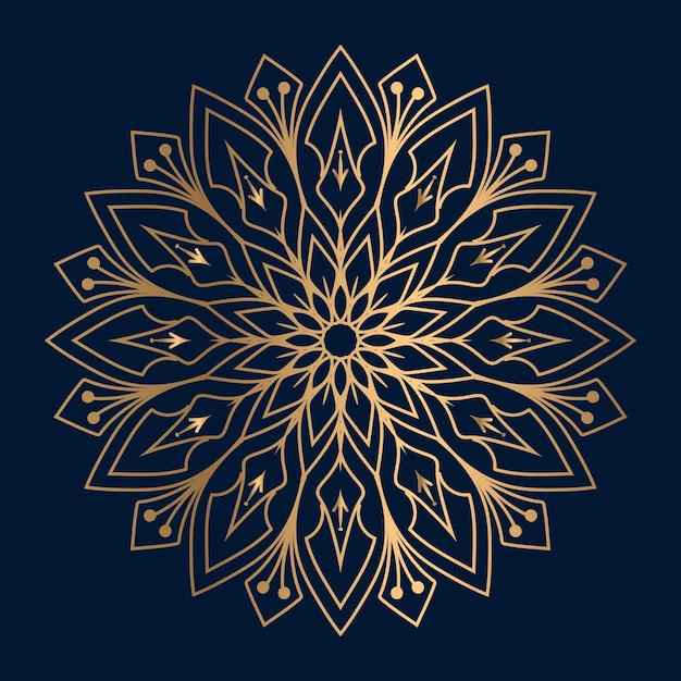 Mandala D'or Sur Fond Bleu