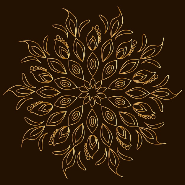 Vecteur mandala d'or sur fond marron