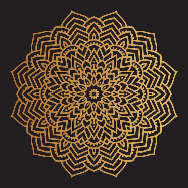 Mandala d'or sur fond noir