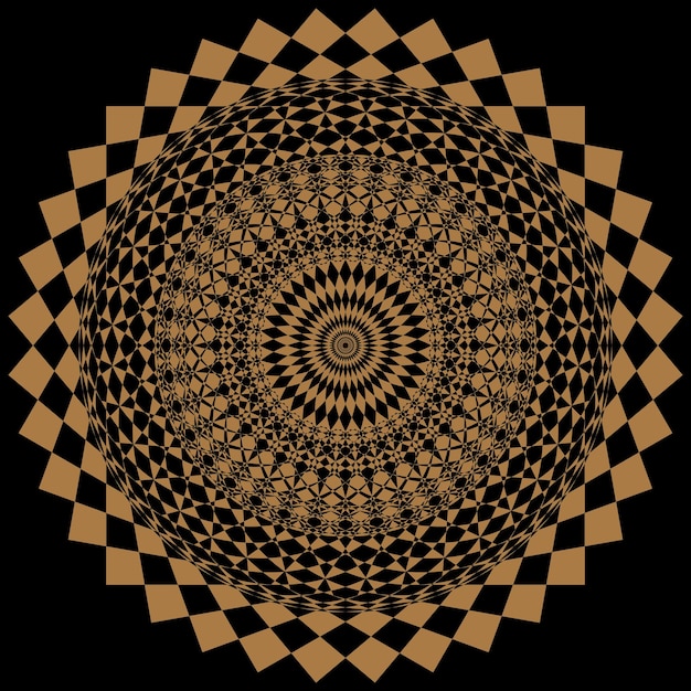 Un mandala d'or sur fond noir