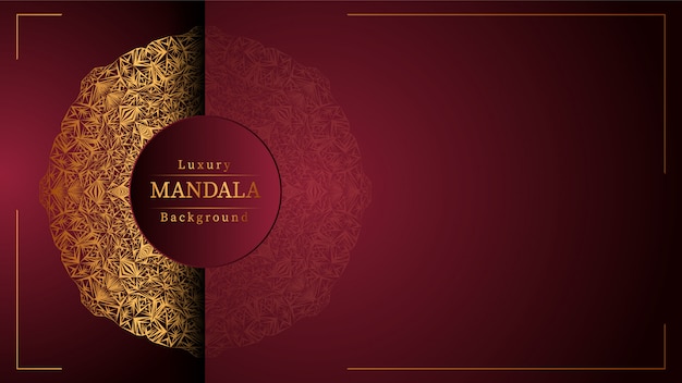 Mandala d'or avec fond rouge