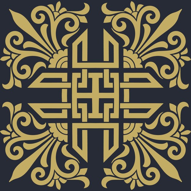 Un mandala d'or avec un fond sombre