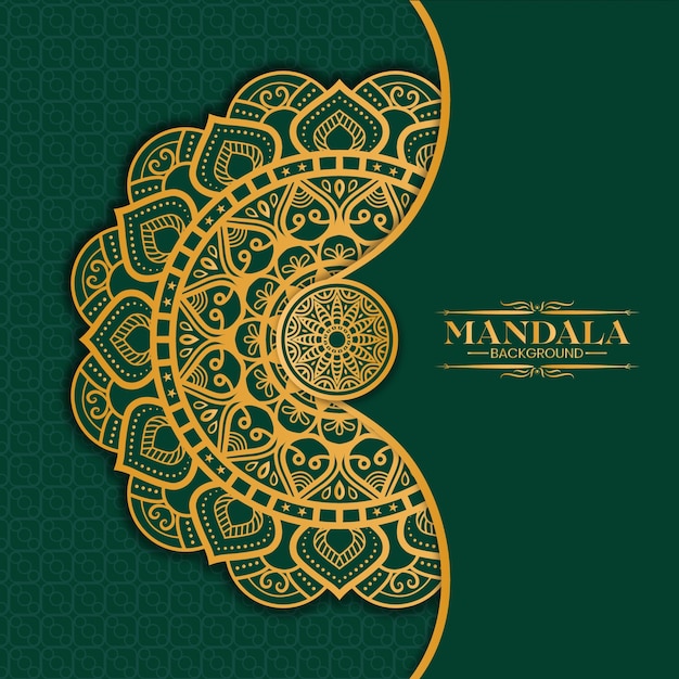 Mandala d'or de luxe isolé sur vert