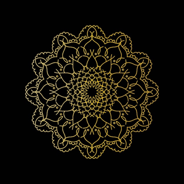 Mandala D'or Mignon. Fleur De Griffonnage Rond Ornemental Isolé Sur Fond Blanc. Ornement Décoratif Géométrique Dans Un Style Oriental Ethnique.