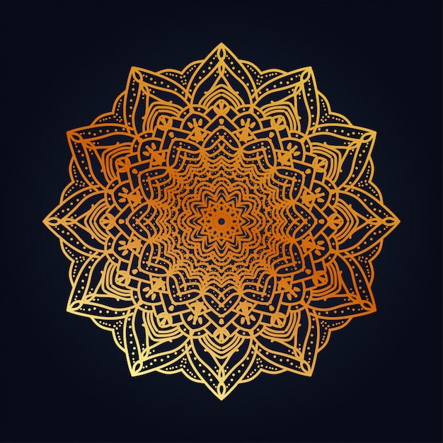 Vecteur mandala ornemental avec ligne dorée