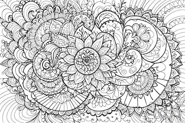 Mandala ornemental pour adultes à colorier Page de coloriage de style Entangle Page de colorier Ornement arabe indien