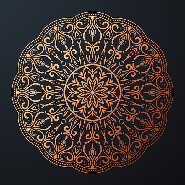 Vecteur mandala ornemental avec style oriental islamique floral arabesque de couleur dorée