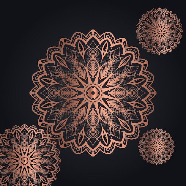 Vecteur mandala ornemental avec style oriental islamique floral arabesque de couleur dorée