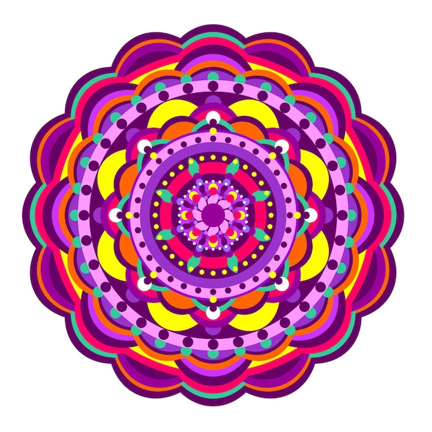 Mandala avec des ornements ethniques de différentes couleurs