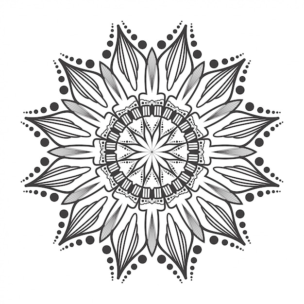 Mandala rond blanc et noir