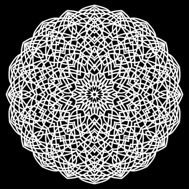 Mandala Rond En Dentelle Ornementale Orientale Monochrome Dessiné à La Main Pour Une Utilisation Dans Un T-shirt De Conception, Une Carte Vintage, Une Invitation à Une Fête, Une Affiche, Des Brochures, Un Album Cadeau, Une Couverture Ou Des Pages De Scrapbook