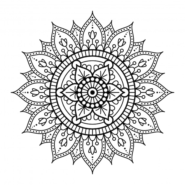 Mandala Rond Sur Fond Blanc