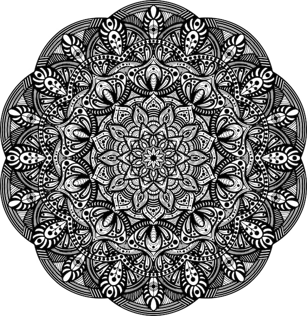 Vecteur mandala simple en noir et blanc