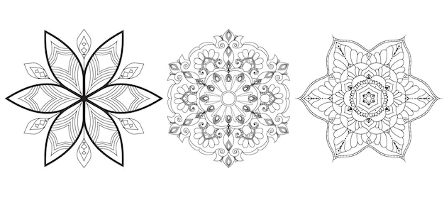 Mandala De Thérapie Anti-stress Floral Situé Dans L'illustration En Noir Et Blanc