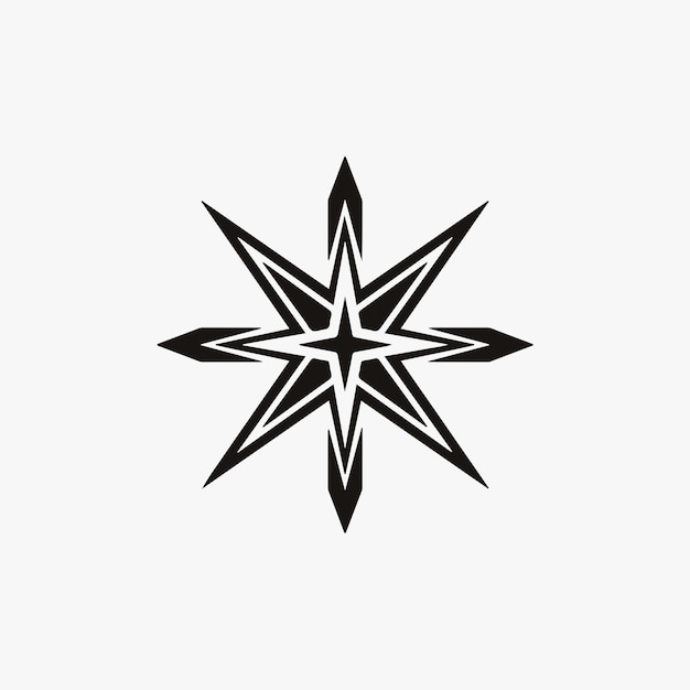 Mandala Tribal Star Symbole Logo Sur Fond Blanc Pochoir Decal Tatouage Illustration Vectorielle