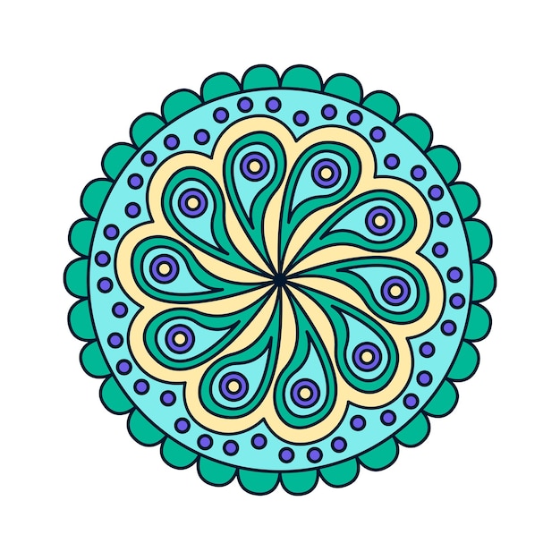 Mandala de vecteur coloré avec fleur et éléments décoratifs