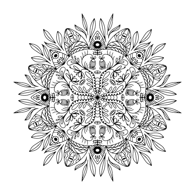 Mandala de vecteur pour cahier de coloriage Ornements circulaires décoratifs