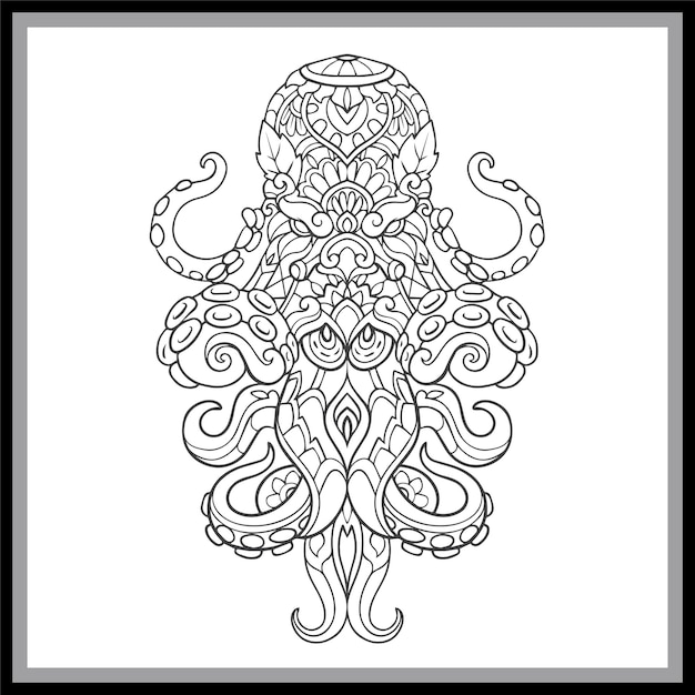 Des mandalas colorés de poulpe kraken isolés sur un fond noir