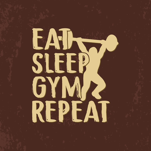 Vecteur mangez sommeil gym répéter typographie main lettrage gym citations design